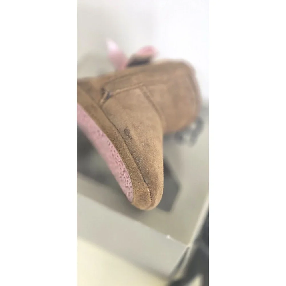 UGG Jesse Bow II Baby Boots Size 0/1 CHE Brown Suede Fur Lined Infant